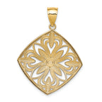 FJC Finejewelers 14k Yellow Gold with with Rhodium Bright Cut Polished Fancy Square Charm