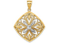 FJC Finejewelers 14k Yellow Gold with with Rhodium Bright Cut Polished Fancy Square Charm