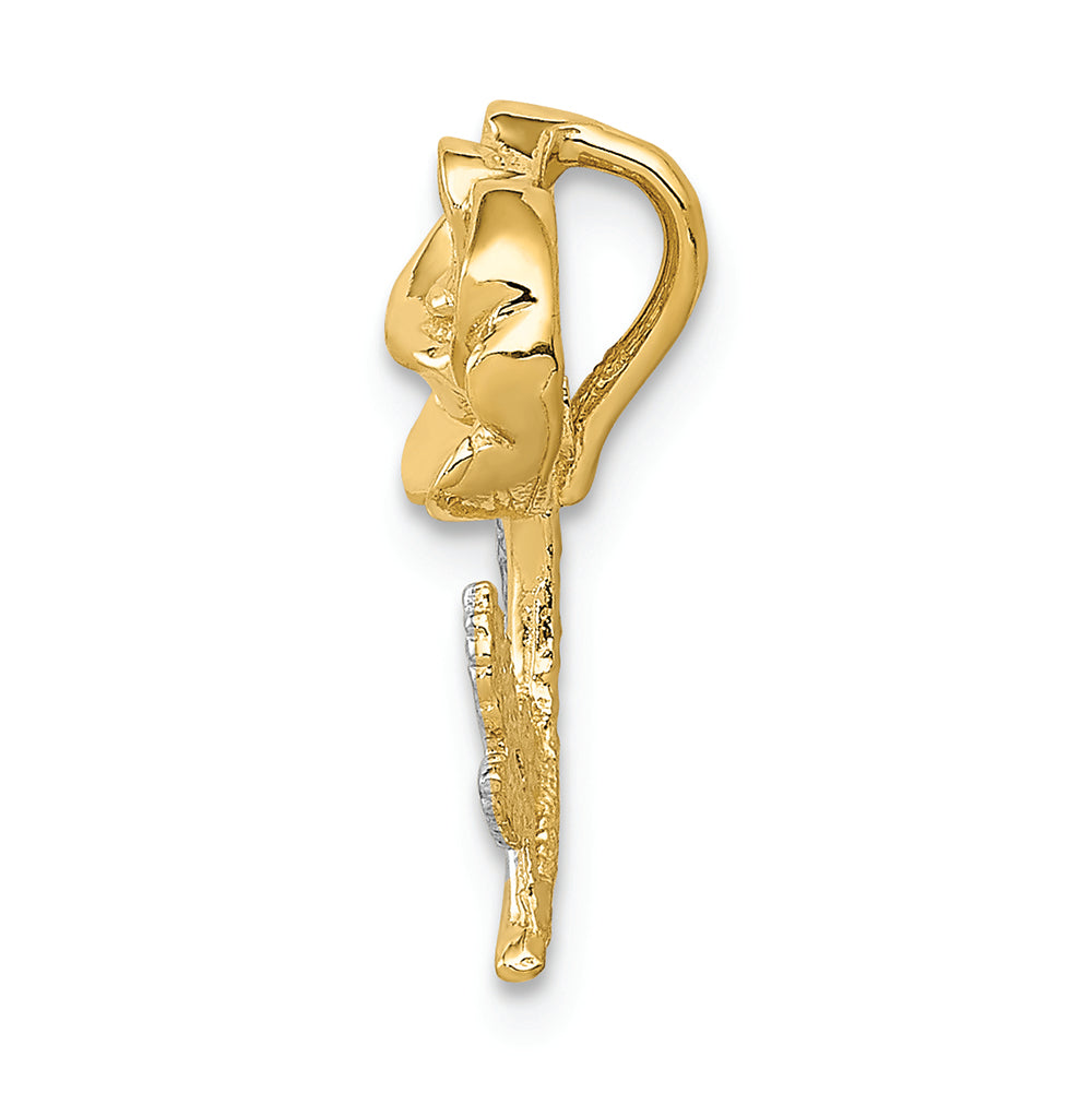 FJC Finejewelers 14k Yellow Gold with Rhodium Polished Rose Chain Slide Charm