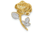 FJC Finejewelers 14k Yellow Gold with Rhodium Polished Rose Chain Slide Charm