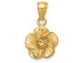 FJC Finejewelers 14k Yellow Gold Satin Bright Cut Hibiscus Charm