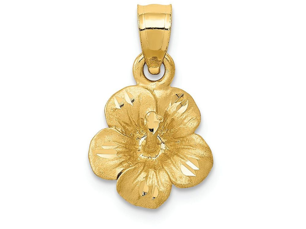 FJC Finejewelers 14k Yellow Gold Satin Bright Cut Hibiscus Flower Charm