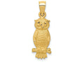 FJC Finejewelers 14k Yellow Gold Satin Bright Cut Owl Charm