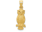 FJC Finejewelers 14k Yellow Gold Satin Bright Cut Owl Charm