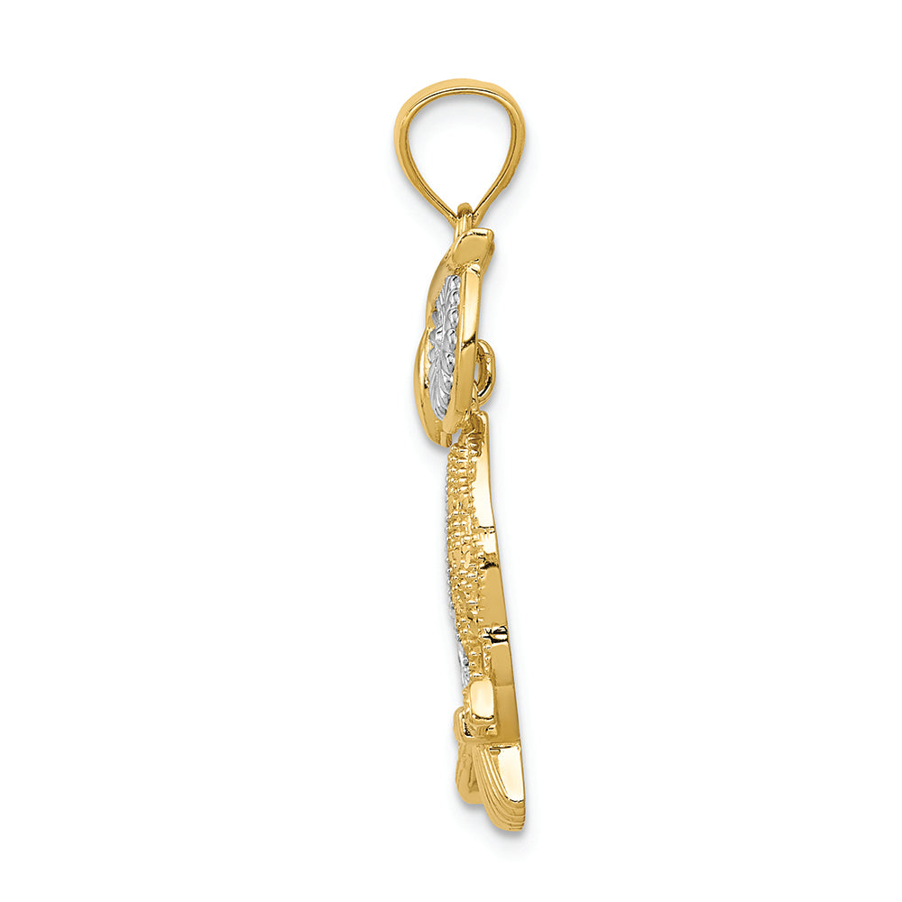 FJC Finejewelers 14k Yellow Gold with Rhodium Bright Cut Polished Moveable Owl Charm
