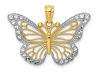 FJC Finejewelers 14k Yellow Gold with Rhodium Bright Cut Polished Open Butterfly Charm