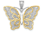 FJC Finejewelers 14k White Gold with Yellow with Rhodium Polished Filigree Butterfly Charm