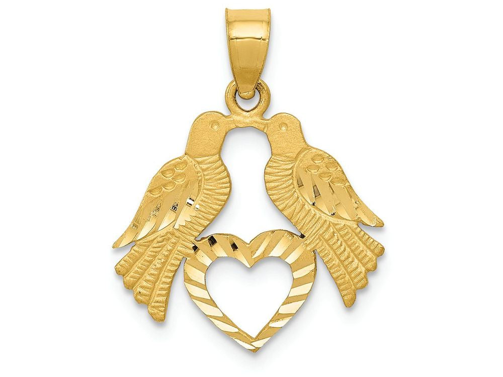 FJC Finejewelers 14k Yellow Gold Polished Bright Cut Love Birds with Heart Charm