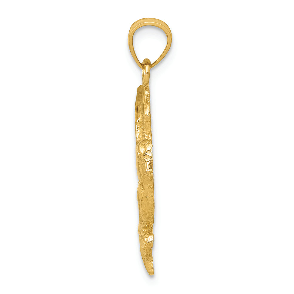 FJC Finejewelers 14k Yellow Gold Polished Hummingbird with Flower Charm