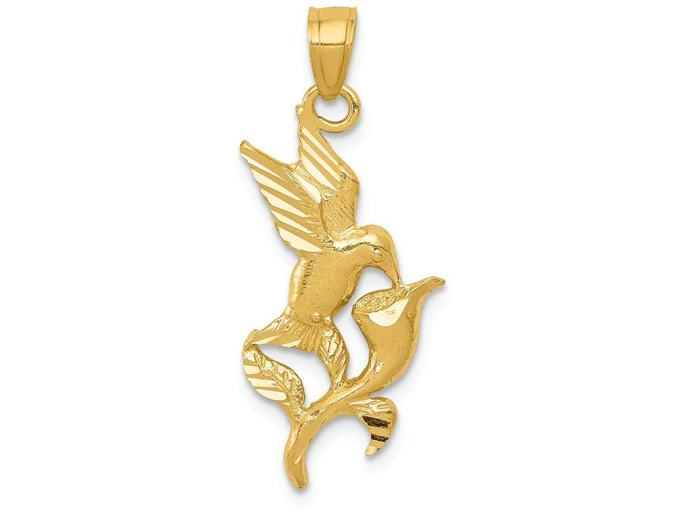 FJC Finejewelers 14k Yellow Gold Polished Hummingbird with Flower Charm