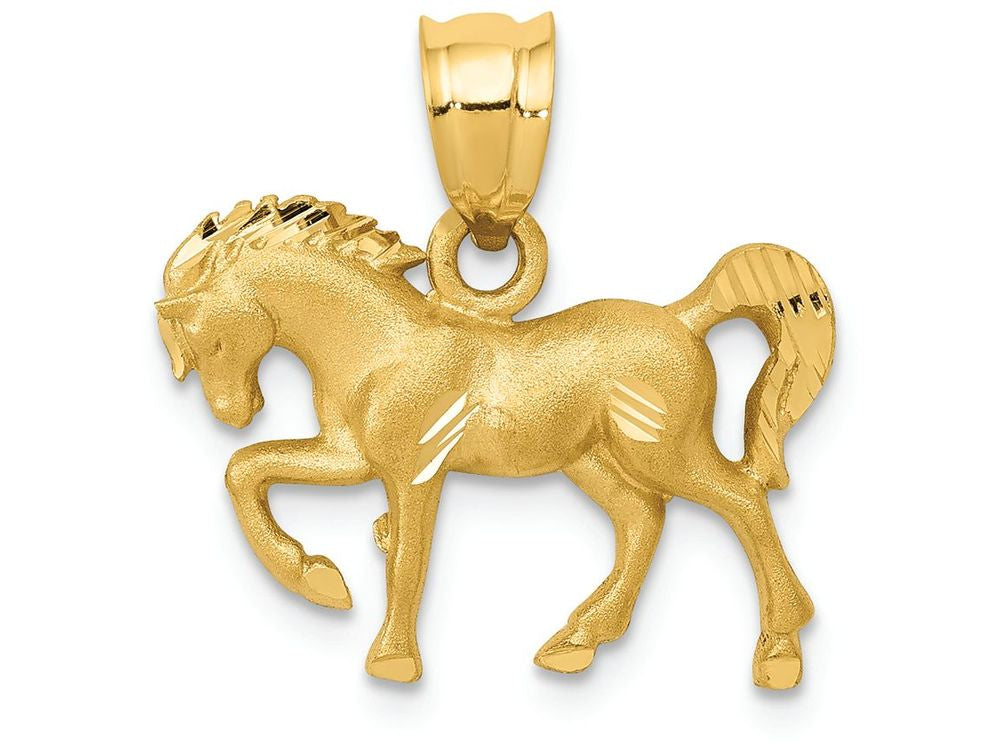 FJC Finejewelers 14k Yellow Gold Satin Bright Cut Horse Charm
