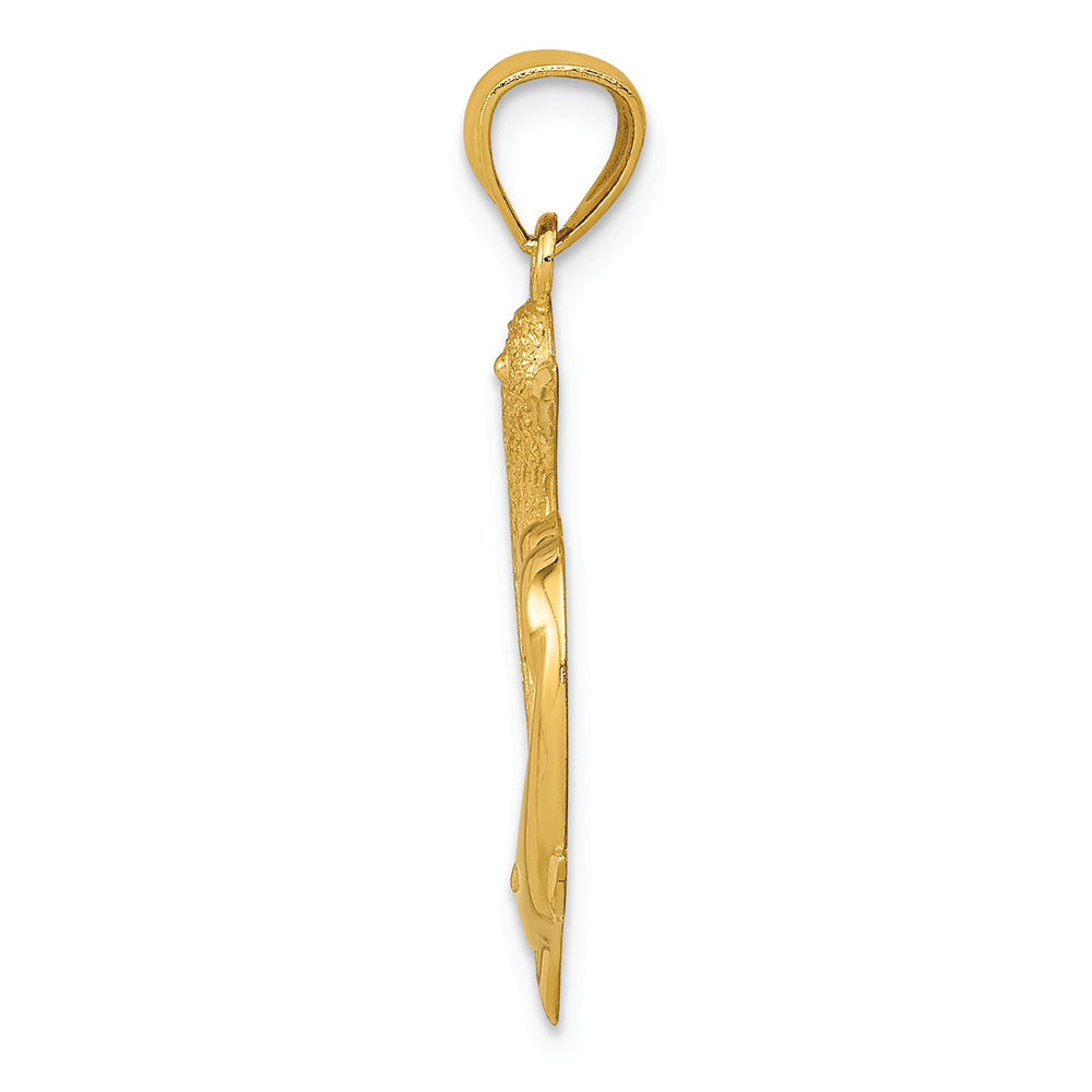 FJC Finejewelers 14k Yellow Gold Bright Cut Satin Polished Dolphins Heart Charm
