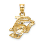 FJC Finejewelers 14k Yellow Gold Dolphin Pair Charm