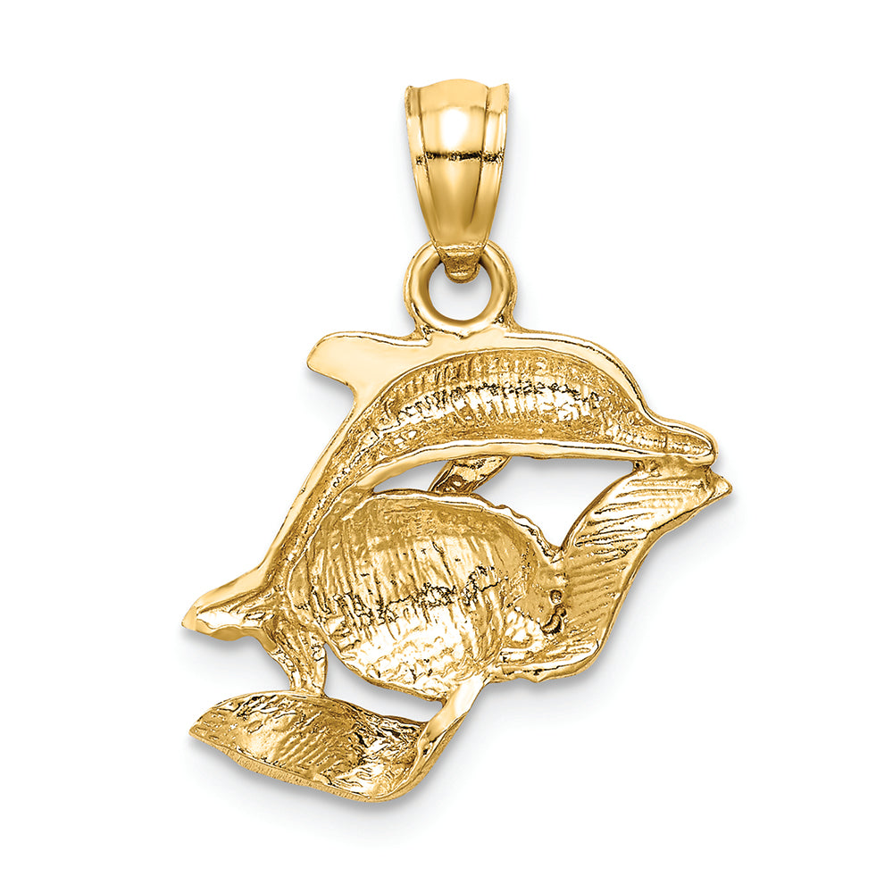 FJC Finejewelers 14k Yellow Gold Dolphin Pair Charm