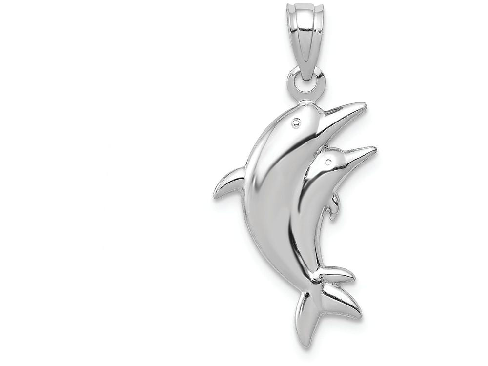 FJC Finejewelers 14k White Gold Dolphin Pair Charm