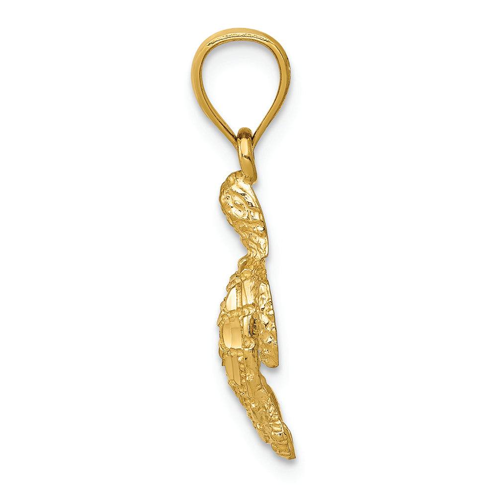 FJC Finejewelers 14k Yellow Gold Polished And Textured Bright Cut Sea Turtle Charm