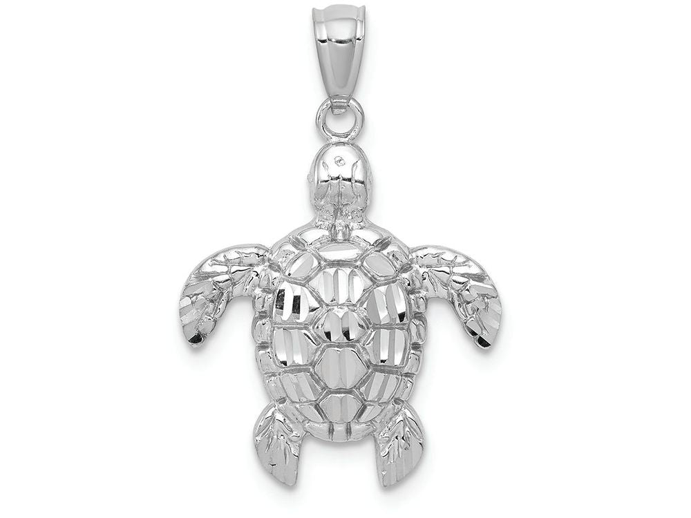 FJC Finejewelers 14k White Gold Bright Cut Polished Sea Turtle Charm