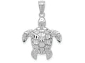 FJC Finejewelers 14k White Gold Bright Cut Polished Sea Turtle Charm