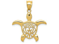 FJC Finejewelers 14k Yellow Gold Polished Filigree Sea Turtle Charm