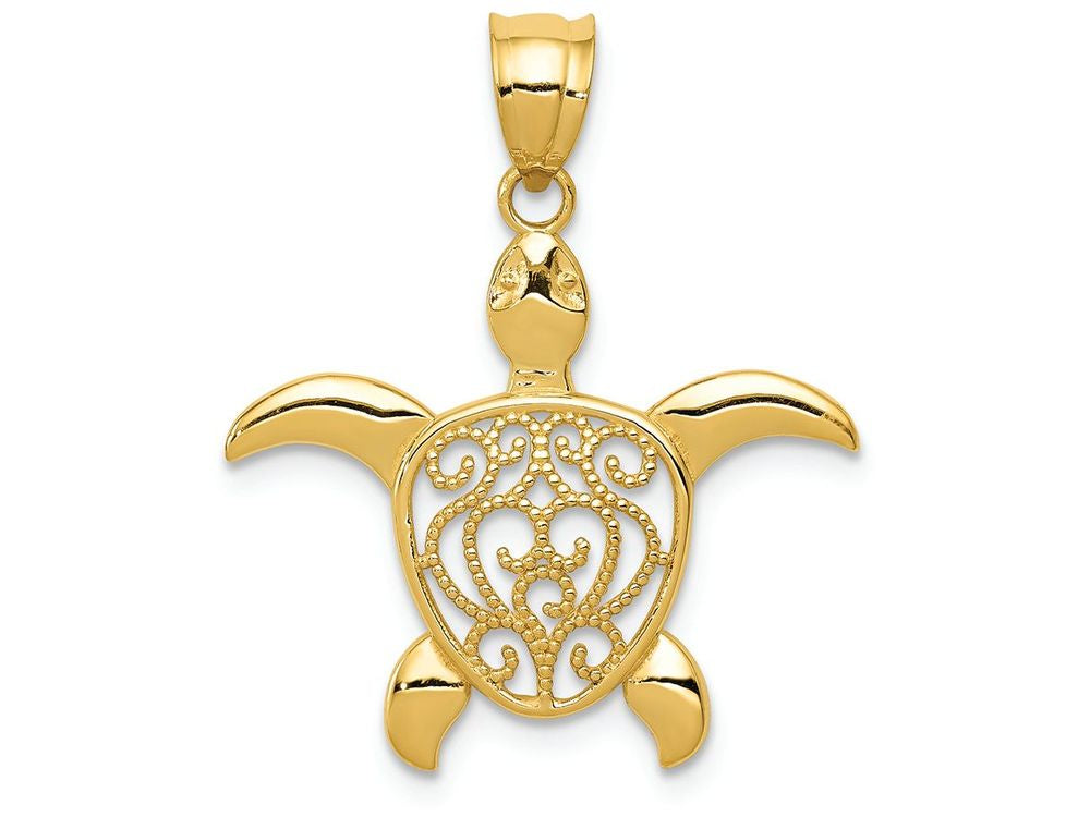 FJC Finejewelers 14k Yellow Gold Polished Filigree Sea Turtle Charm