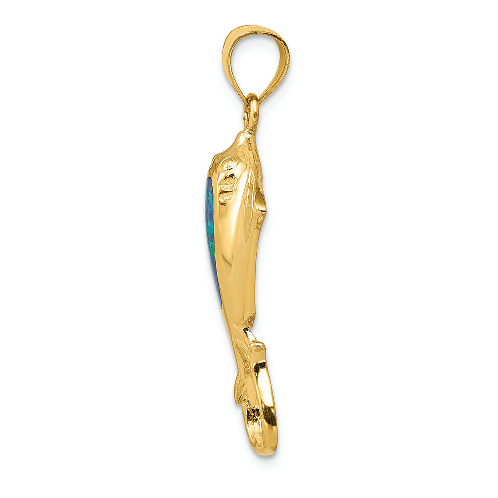 FJC Finejewelers 14k Yellow Gold Polished with Created Blue Opal Stingray Charm
