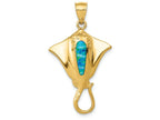 FJC Finejewelers 14k Yellow Gold Polished with Created Blue Opal Stingray Charm