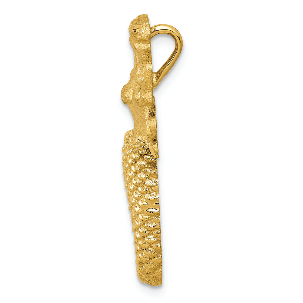 FJC Finejewelers 14k Yellow Gold Polished And Satin Bright Cut Mermaid Chain Slide Charm