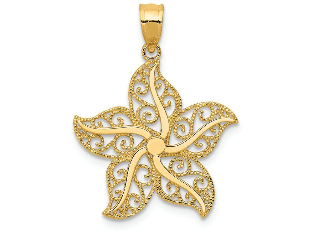 FJC Finejewelers 14k Yellow Gold Polished Filigree Starfish Charm