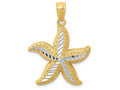 FJC Finejewelers 14k Yellow Gold with with Rhodium Bright Cut Starfish Charm
