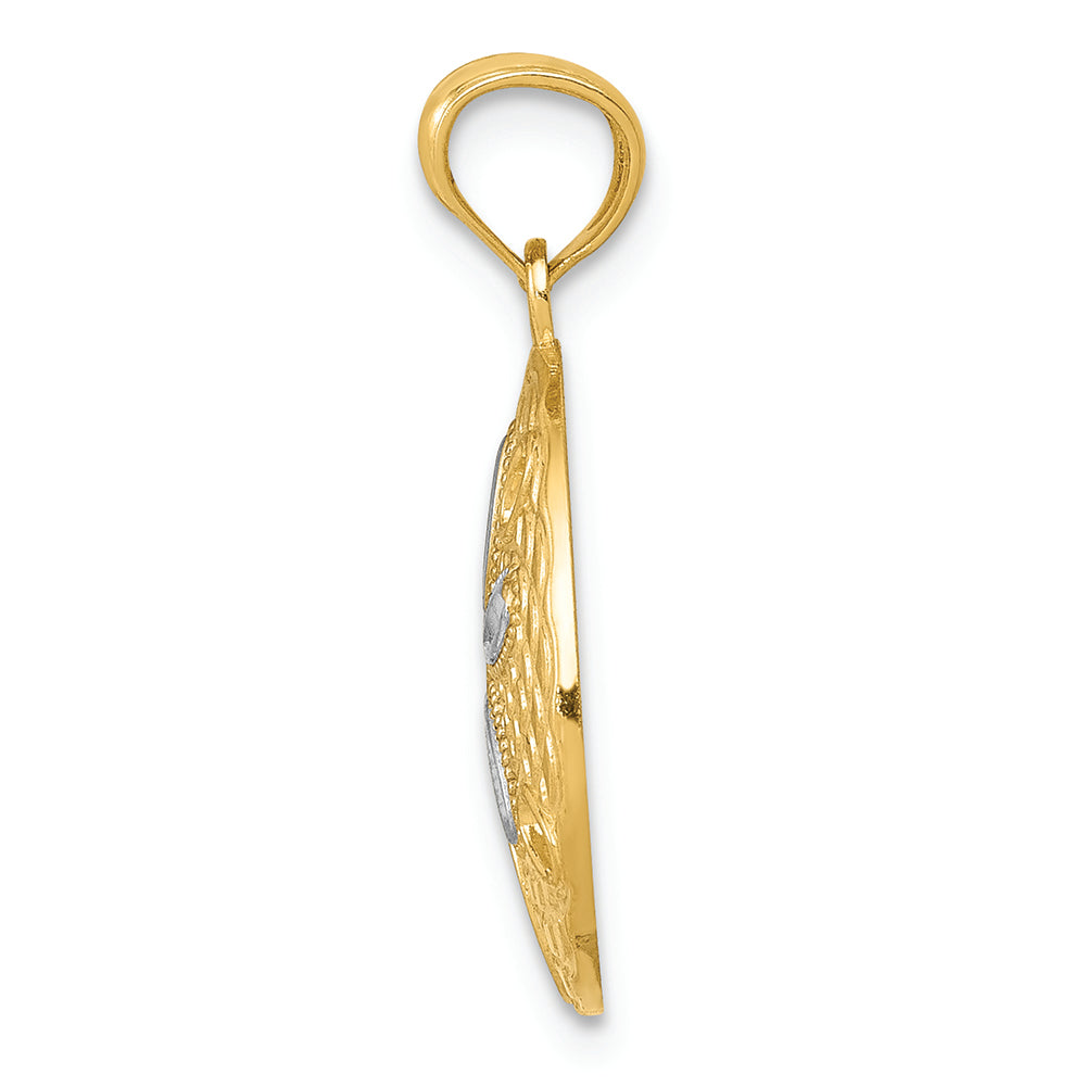 FJC Finejewelers 14k Yellow Gold with with Rhodium Bright Cut Polished Sand Dollar Charm