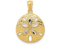 FJC Finejewelers 14k Yellow Gold with with Rhodium Bright Cut Polished Sand Dollar Charm