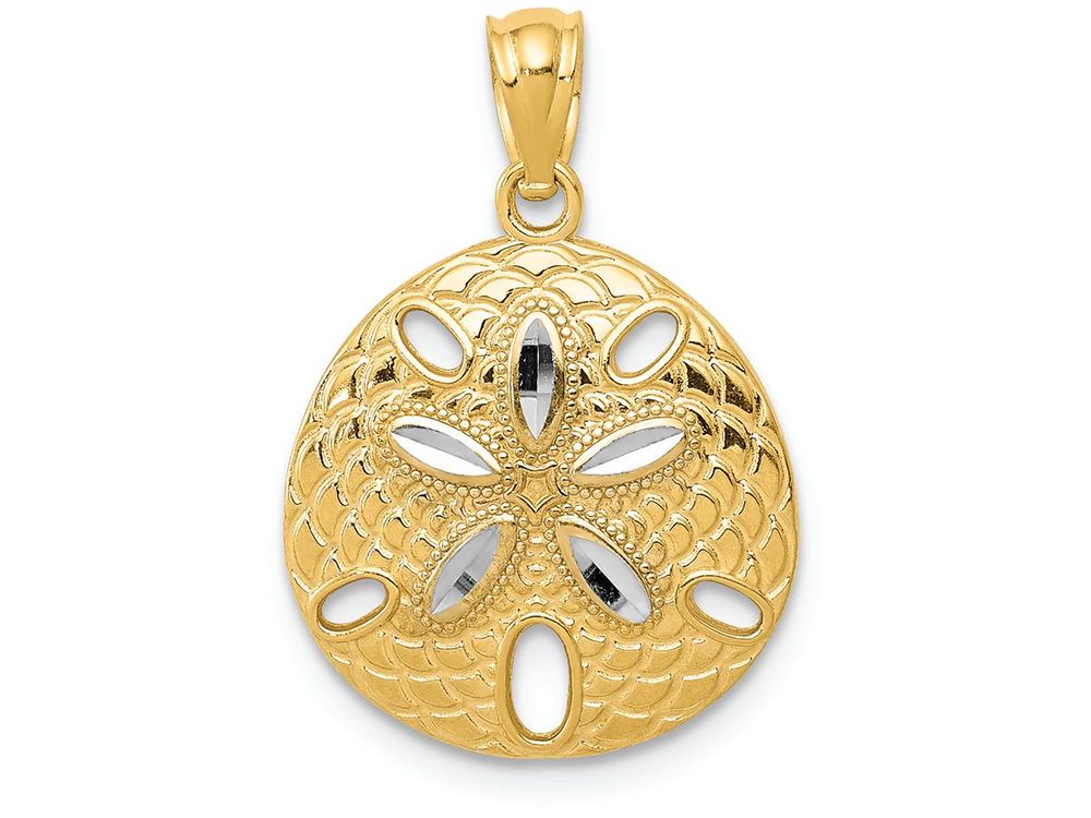 FJC Finejewelers 14k Yellow Gold with with Rhodium Bright Cut Polished Sand Dollar Charm