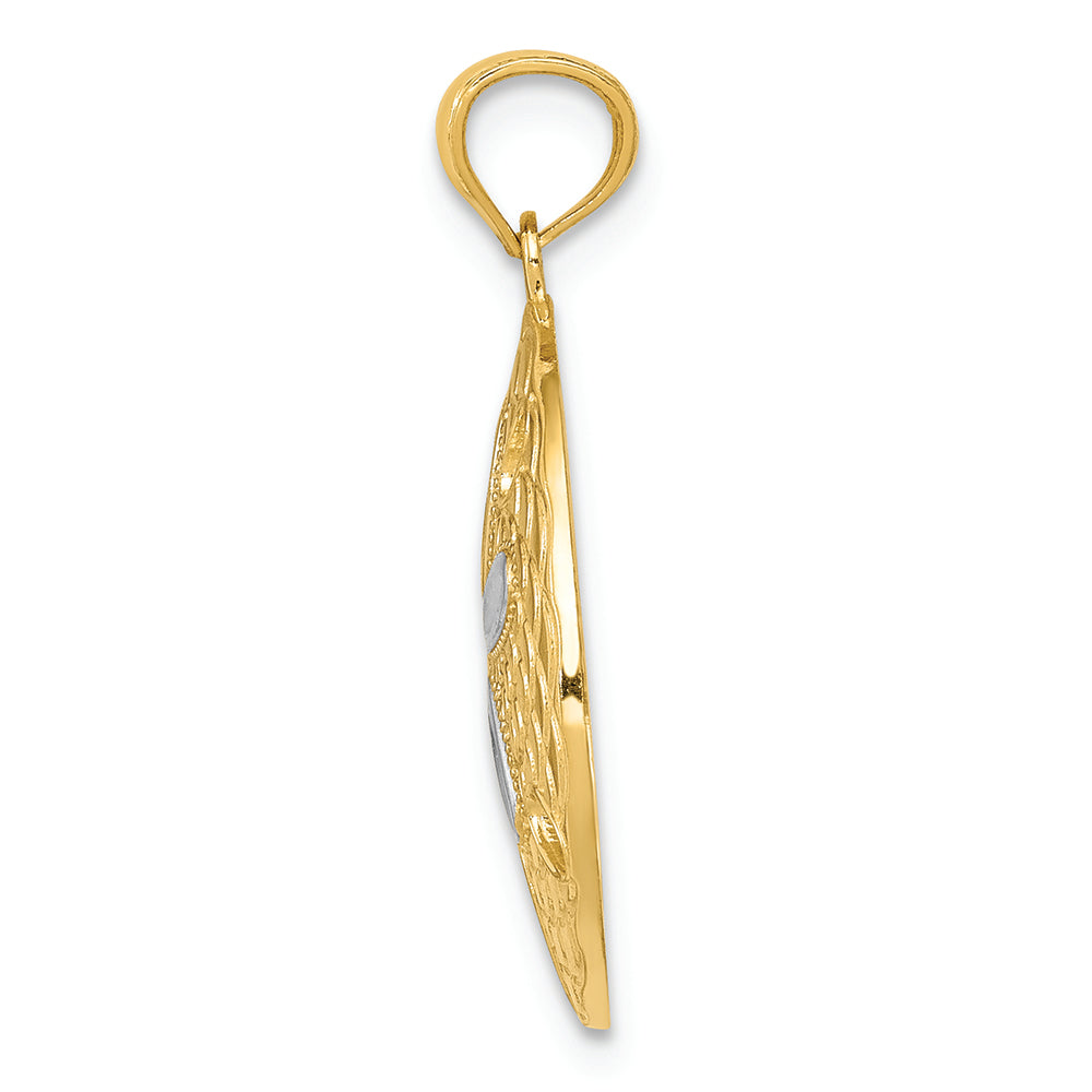 FJC Finejewelers 14k Yellow Gold with with Rhodium Bright Cut Polished Sand Dollar Charm
