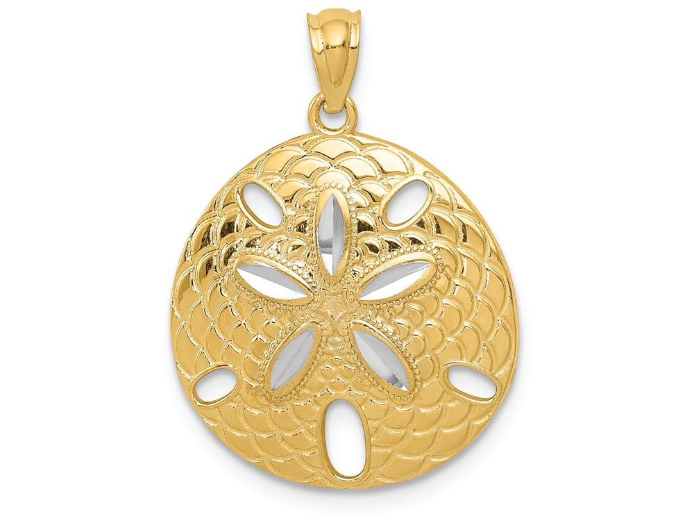 FJC Finejewelers 14k Yellow Gold with with Rhodium Bright Cut Polished Sand Dollar Charm