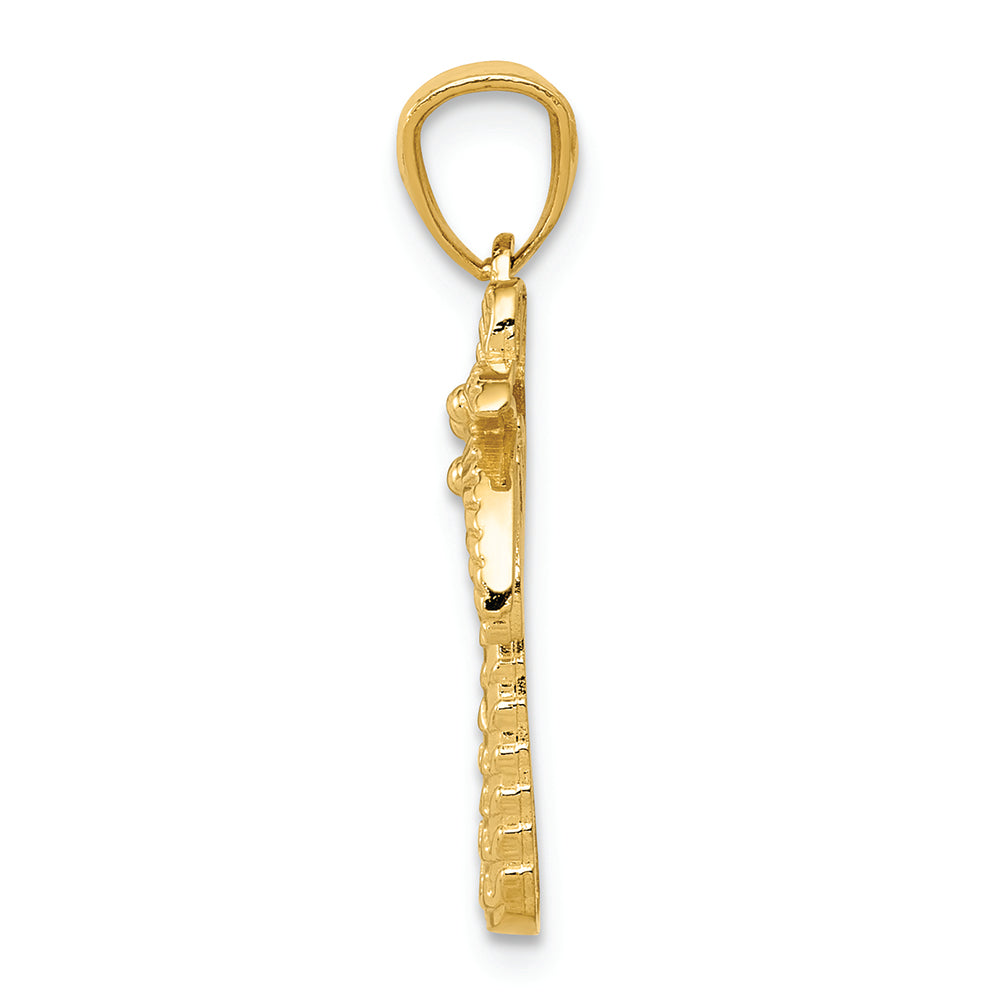 FJC Finejewelers 14k Yellow Gold Textured Polished Palm Tree Charm