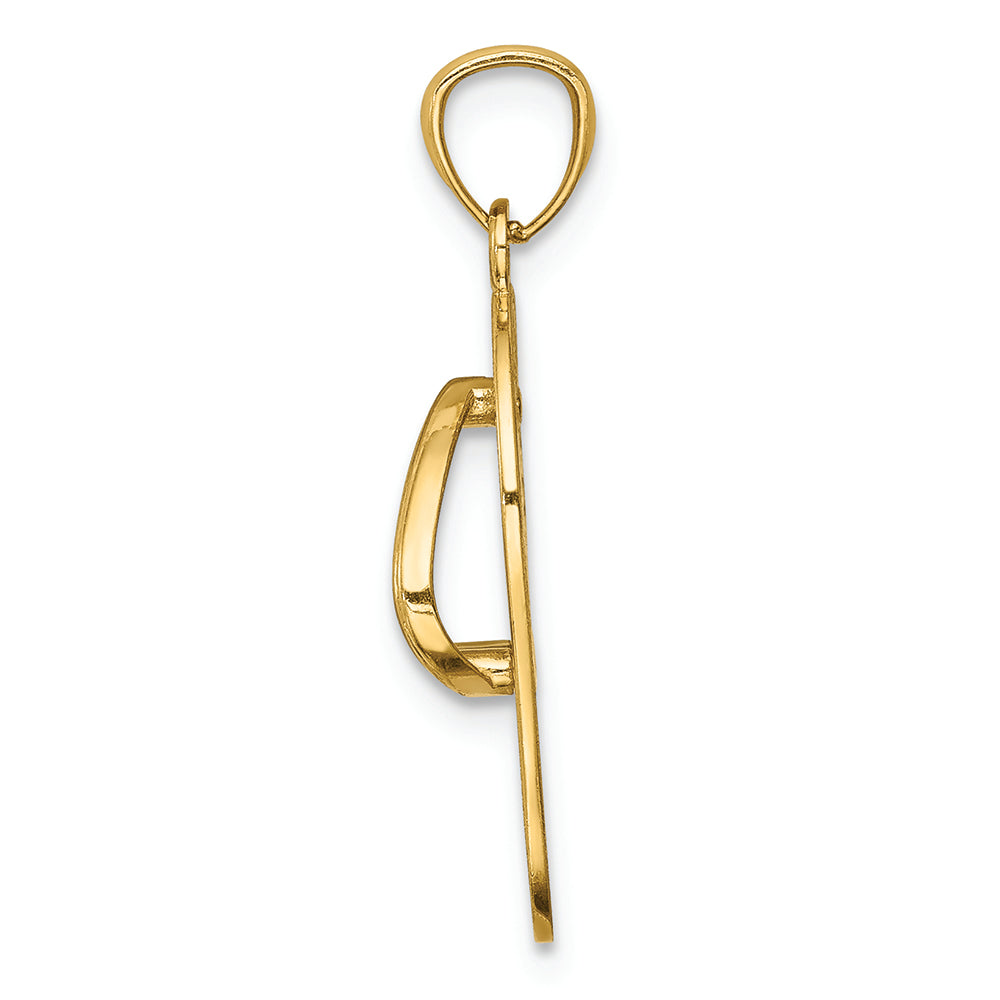 FJC Finejewelers 14k Yellow Gold with with Rhodium Polished Floral Flip Flop Charm
