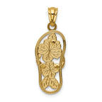 FJC Finejewelers 14k Yellow Gold with with Rhodium Polished Floral Flip Flop Charm