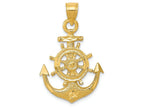 FJC Finejewelers 14k Yellow Gold Satin Bright Cut Anchor Charm