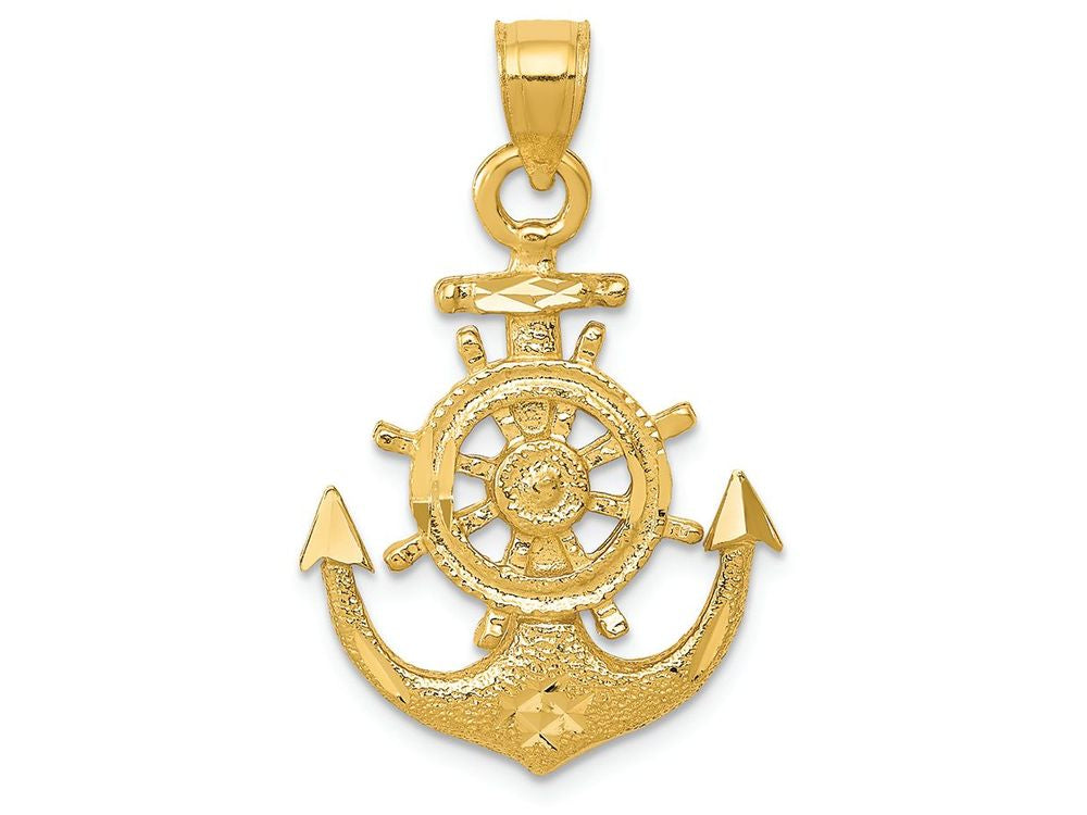 FJC Finejewelers 14k Yellow Gold Satin Bright Cut Anchor Charm