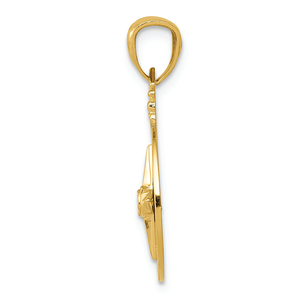 FJC Finejewelers 14k Yellow Gold Bright Cut Polished Compass Charm