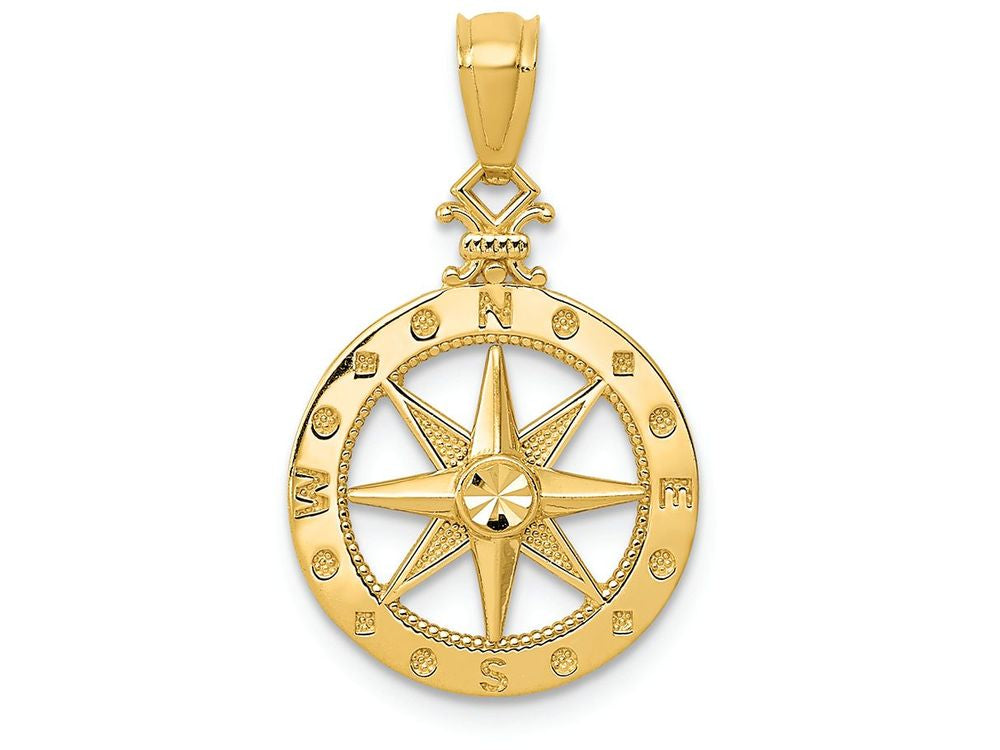 FJC Finejewelers 14k Yellow Gold Bright Cut Polished Compass Charm