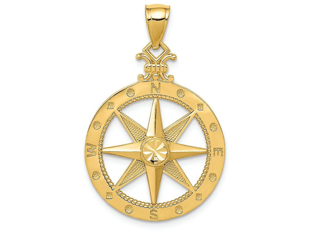 FJC Finejewelers 14k Yellow Gold Bright Cut Polished Compass Charm