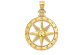 FJC Finejewelers 14k Yellow Gold Bright Cut Polished Satin Compass Charm