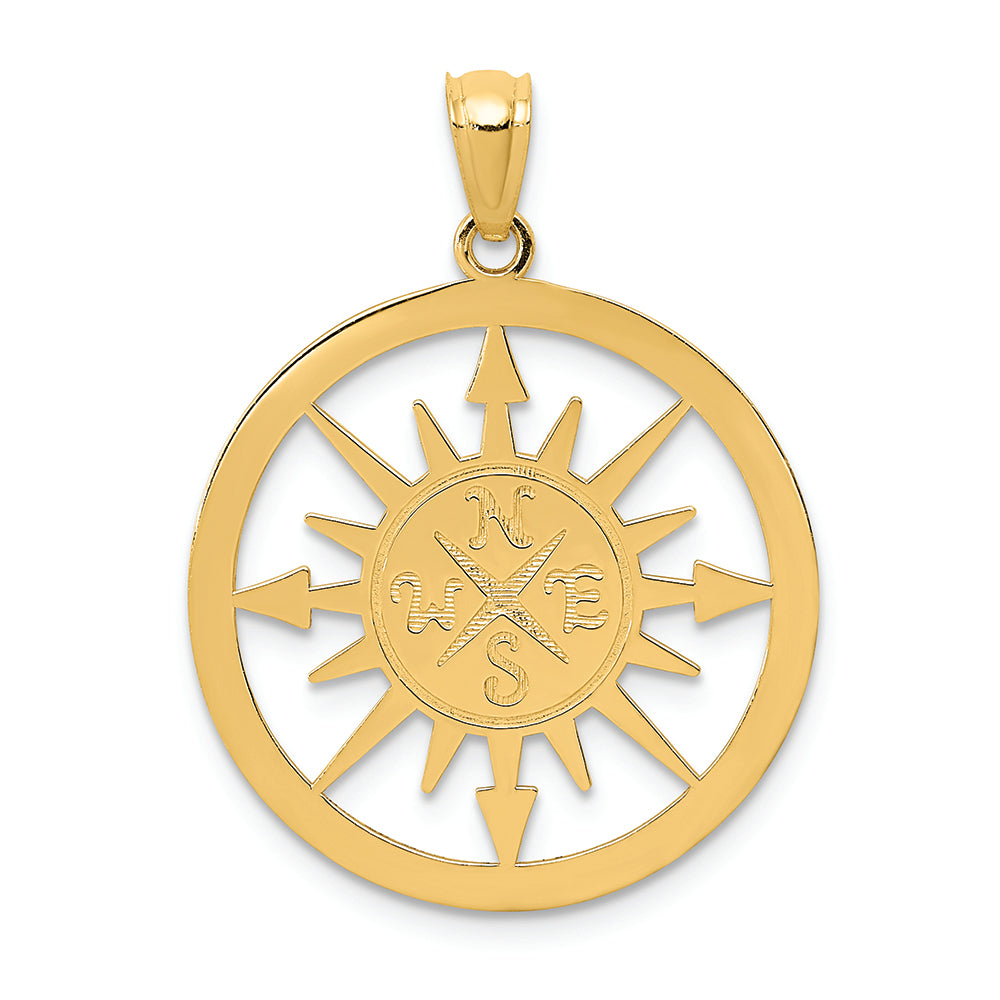 FJC Finejewelers 14k Yellow Gold Satin Polished Lost without You Compass Charm