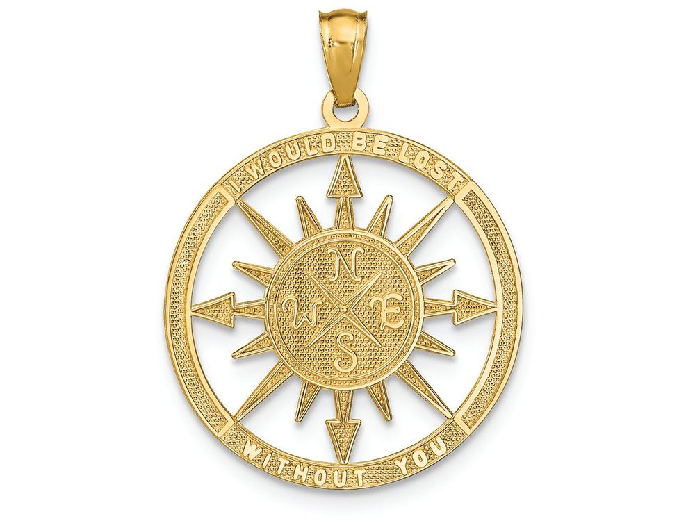 FJC Finejewelers 14k Yellow Gold Satin Polished Lost without You Compass Charm