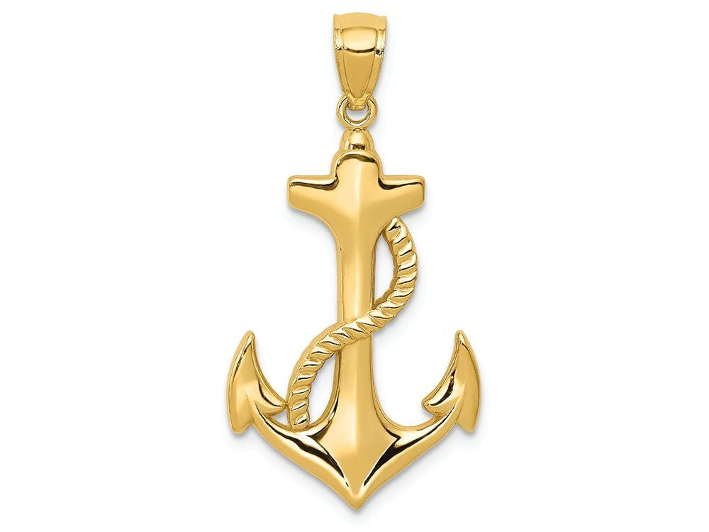 FJC Finejewelers 14k Yellow Gold Polished Anchor with Rope Charm