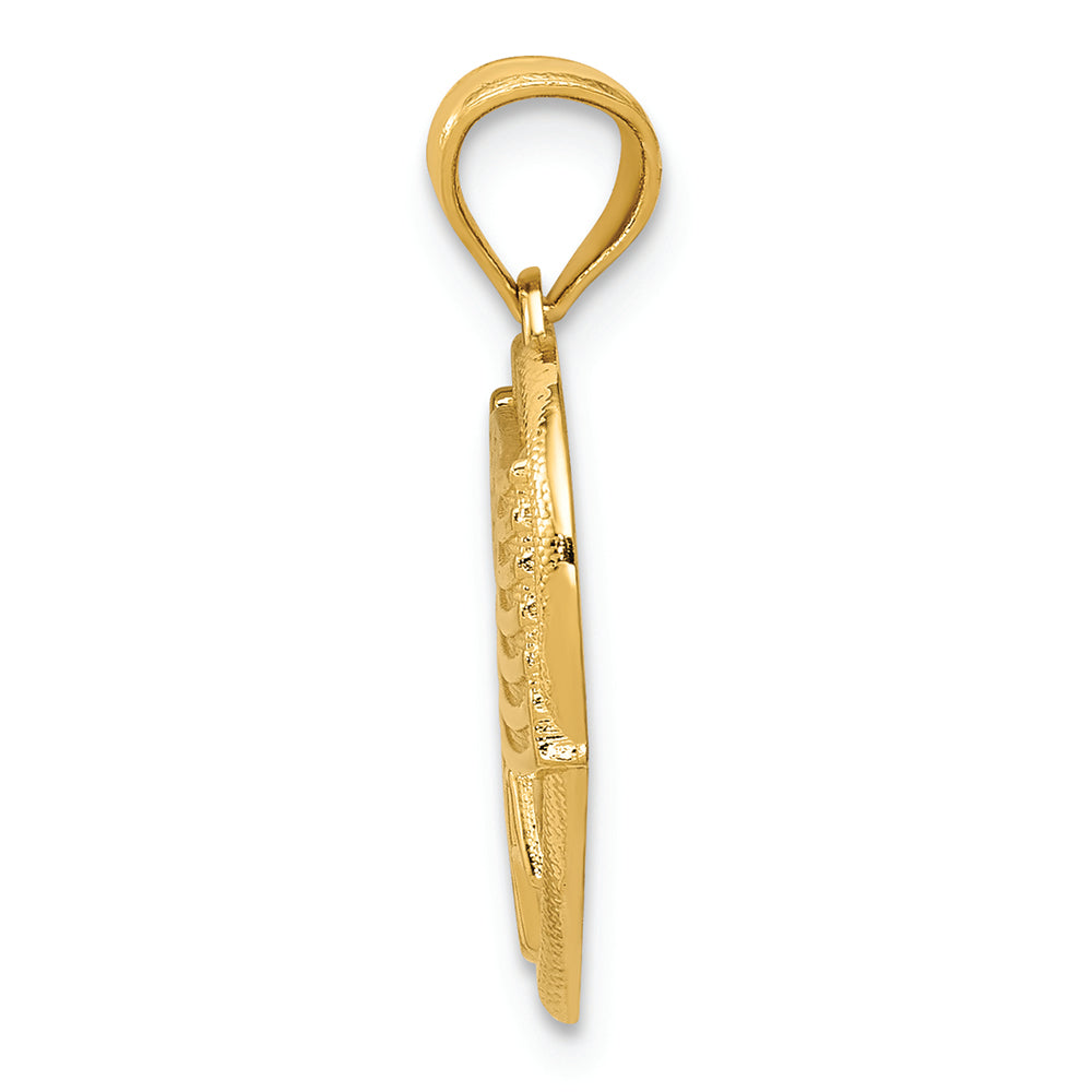 FJC Finejewelers 14k Yellow Gold with with Rhodium Polished American Flag Usa In Heart Charm