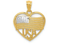 FJC Finejewelers 14k Yellow Gold with with Rhodium Polished American Flag Usa In Heart Charm