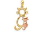 FJC Finejewelers 14k Yellow Rose Gold Polished Bright Cut Sitting Cats Charm