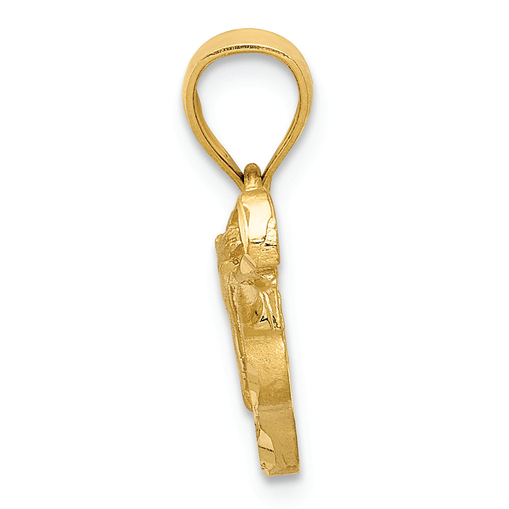 FJC Finejewelers 14k Yellow Gold Satin Bright Cut Acoustic Guitar Charm